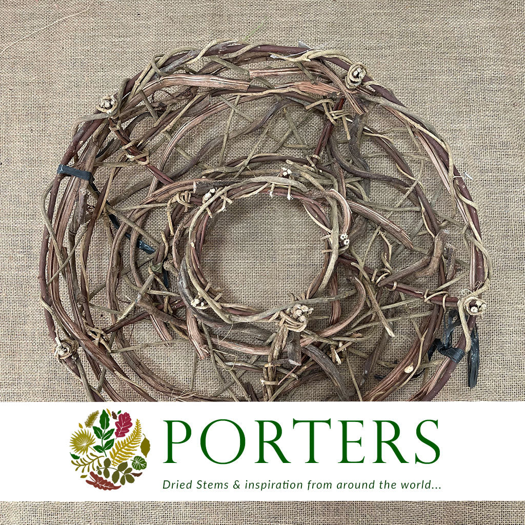 Wreath &#39;Crazy Vine&#39; (Half Open) (Natural) (DRY) (Various Sizes)